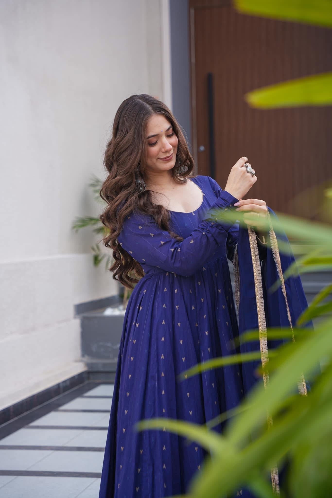 Khushi blue cotton suit set